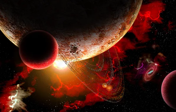 Red, storm, planet