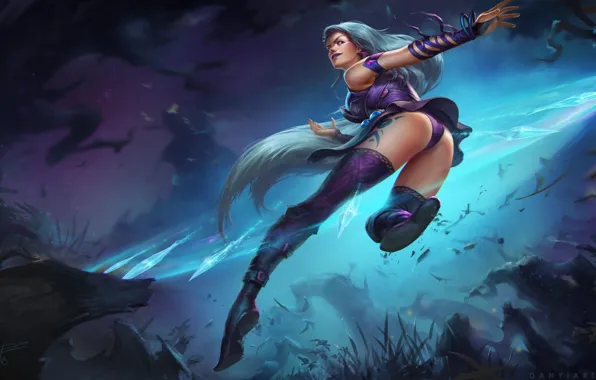 Девушка, Fantasy, Assassin, League of Legends, Illustration, LOL, Персонаж, Characters