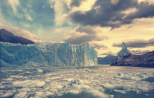 Небо, вода, лёд, ледник, Argentina, Аргентина, Patagonia, Патагония
