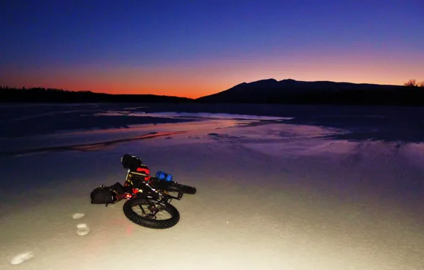 Ночь, природа, велосипед, mountain bike
