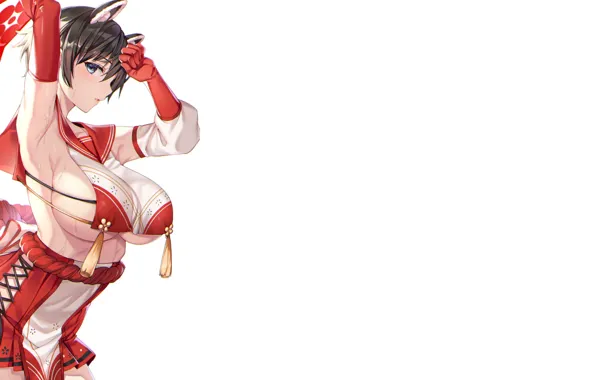 Kawaii, red, girl, hot, sexy, boobs, anime, breasts