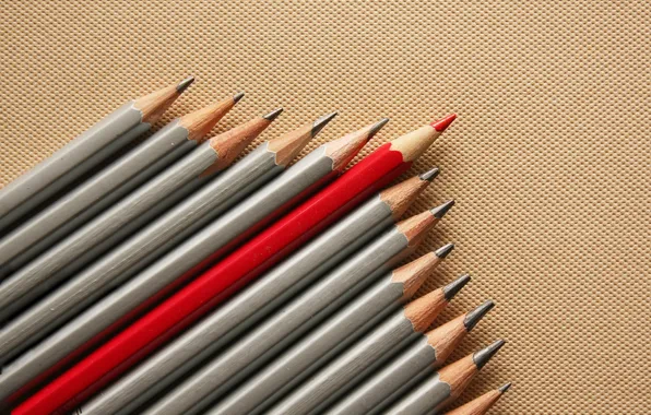 Картинка red, different, gray, unique, pencils