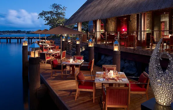 Ocean, romance, resort, restaurant, water villa