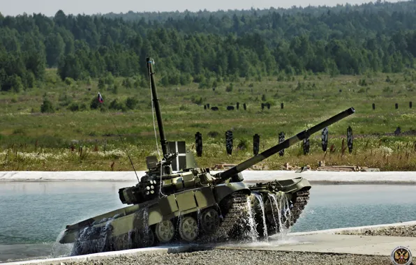 Картинка вода, танк, полигон, т-90
