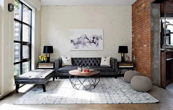 Дизайн, комната, интерьер, Канада, Торонто, гостиная, стиль лофт, Toronto Loft
