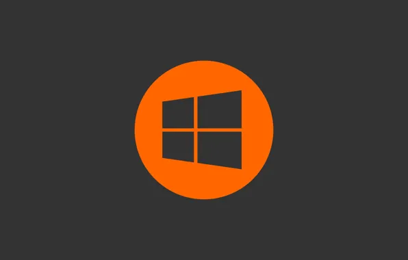 Оранжевый, серый, логотип, windows, минимал, пуск