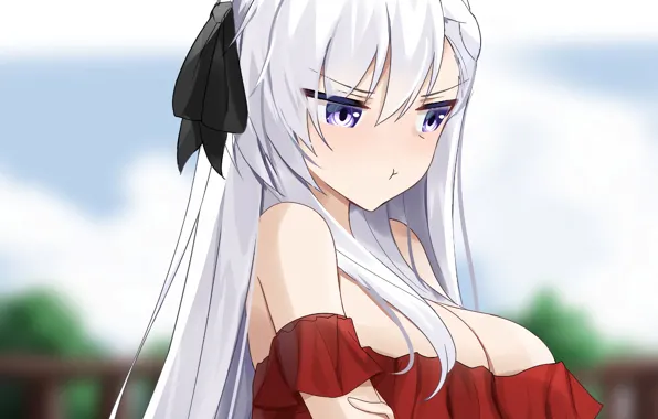 Girl, sexy, cleavage, blouse, long hair, boobs, anime, beautiful