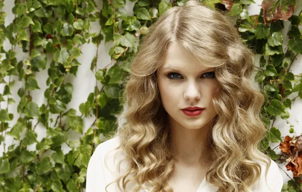 Картинка растения, блондинка, Taylor Swift, зеленый фон