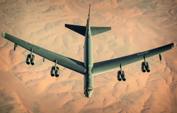 Картинка Сверху, Boeing, США, B-52, Boeing B-52 Stratofortress, Southwest Asia, Subsonic jet-powered strategic bomber, Юго-Западная Азия