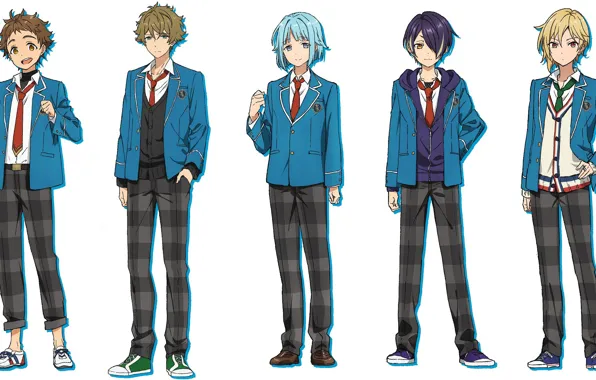 Белый фон, парни, персонажи, Ensemble Stars!, Ансамбль звёзд