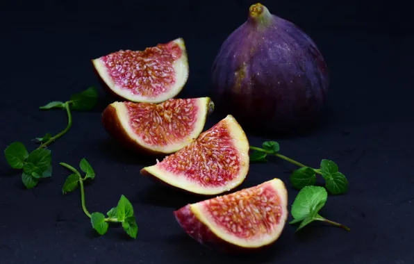 Фрукты, дольки, инжир, fig