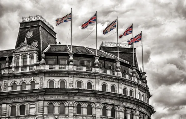 Картинка здание, флаги, Trafalgar Square London, Grand Buildings