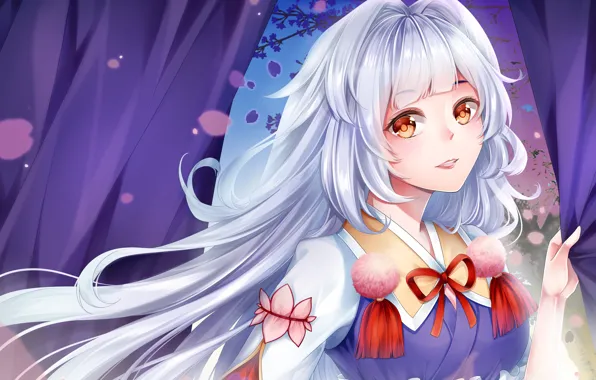 Небо, девушка, лепестки, Kagura, Mobile Legends: Bang Bang!
