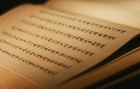 Иероглифы, книга, страницы, китайский