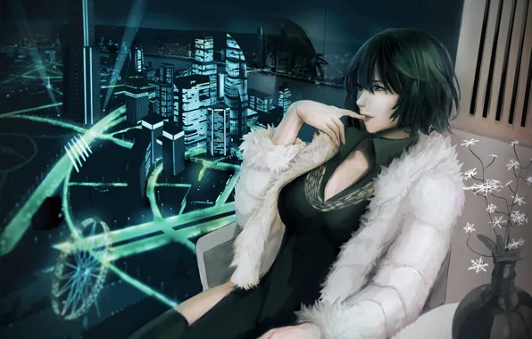 Девушка, город, anime, art, fubuki, one punch man