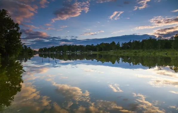 Озеро, отражение, Alabama, Logan Martin Lake