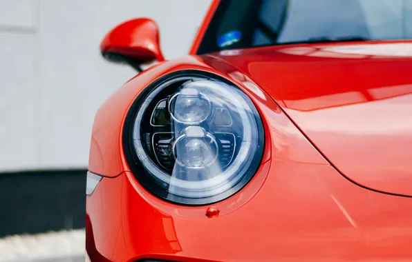 Красный, фара, Porsche, Порш