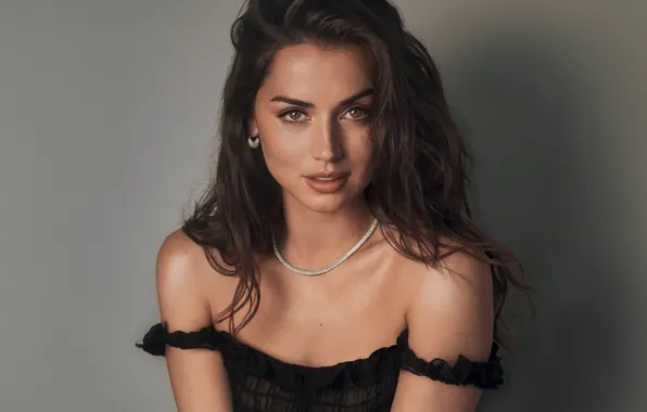 Girl, lips, hair, look, actress, necklace, decolette, Ana De Armas