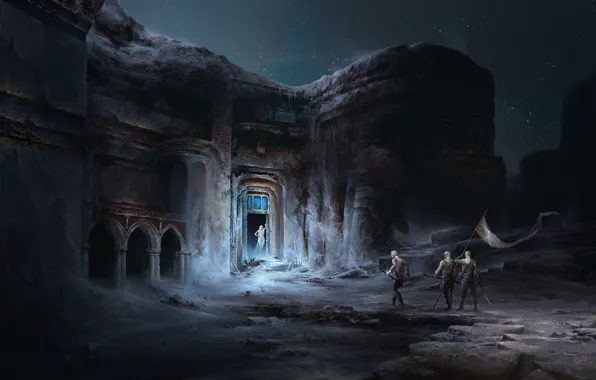 Люди, сооружение, cave, Incident in the Blue Mines