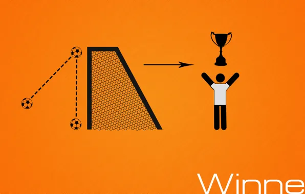 Футбол, победа, мяч, минимализм, ворота, кубок, soccer, footbal