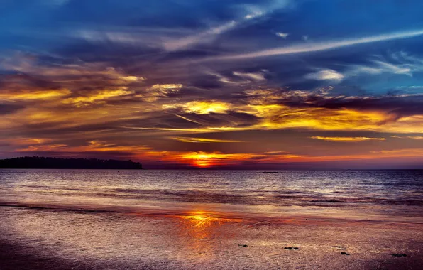 Море, закат, thailand