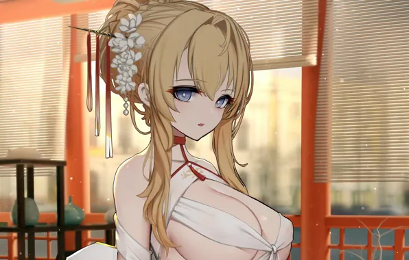 Girl, sexy, cleavage, long hair, boobs, anime, beautiful, pretty