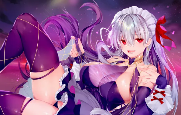 Girl, sexy, lingerie, pantsu, cleavage, panties, thighhighs, long hair