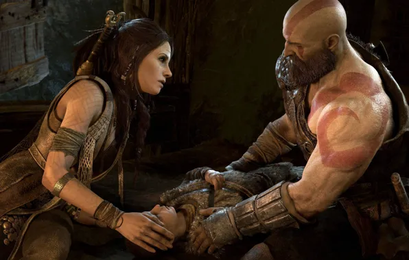 Game, Sony, demigod, armor, woman, Kratos, God of War, man