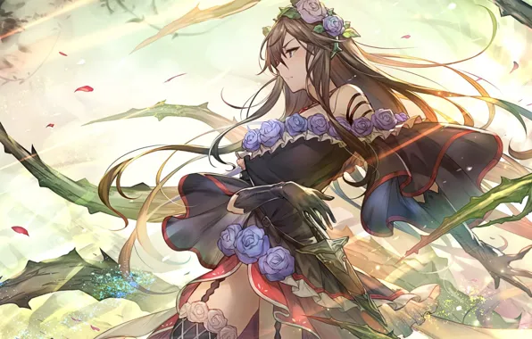 Девушка, розы, Granblue Fantasy