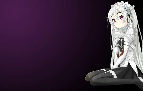 Девушка, фон, сидит, заколка, Чайка и гроб, Hitsugi no Chaika, Chaika Trabant