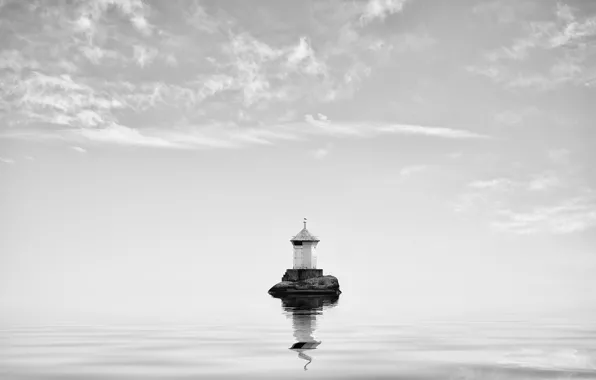 Картинка вода, отражение, маяк, остров, water, island, reflection, lighthouse