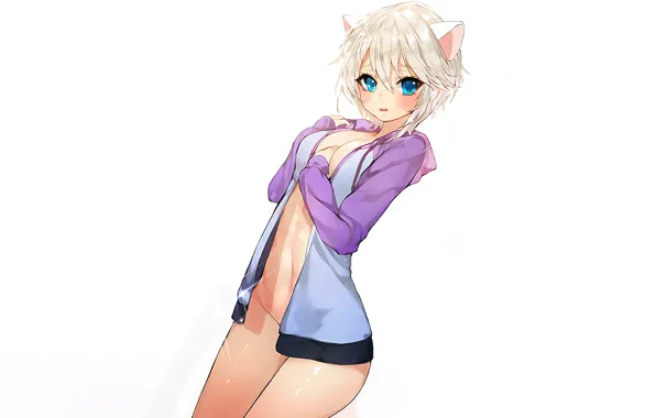 Girl, sexy, Anastasia, cleavage, boobs, animal ears, anime, beautiful