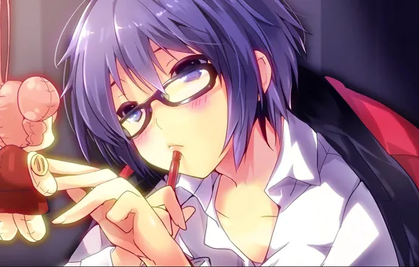 Картинка настроение, игрушка, аниме, арт, очки