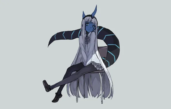 Девушка, существо, аниме, арт, 001, Darling In The Frankxx, Милый во Франксе