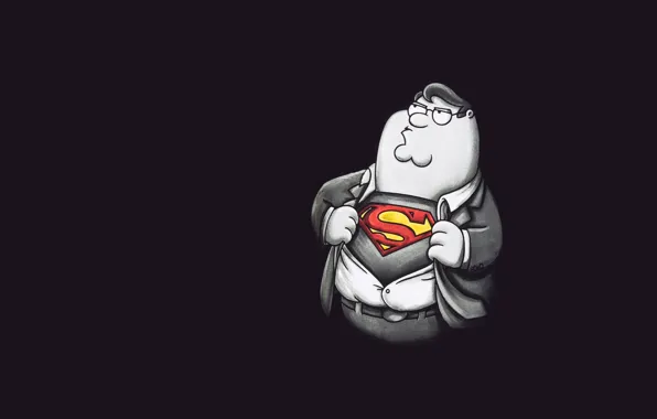 Темный фон, superman, Гриффины, супермен, Family Guy, Peter Griffin