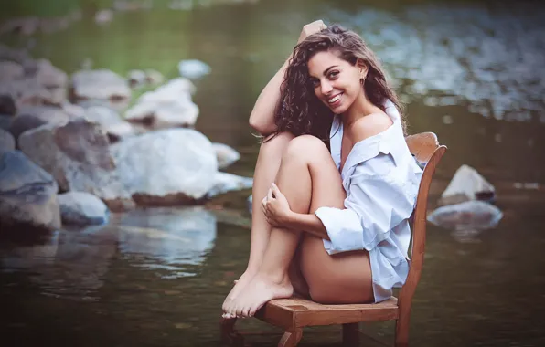 Девушка, озеро, стул, Clara