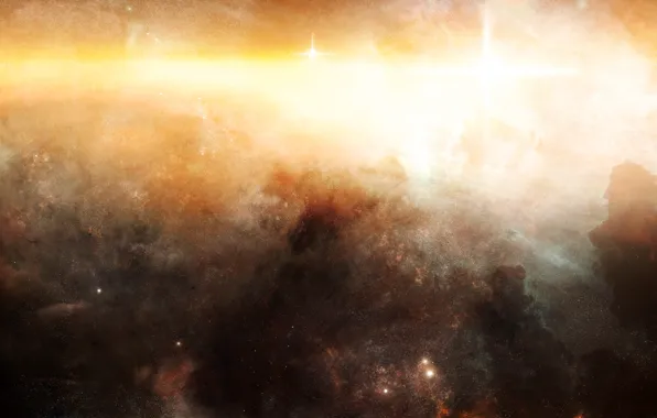 Свет, nebula, звездное скопление, межзвездный газ
