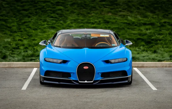 Bugatti, Blue, Face, VAG, Chiron