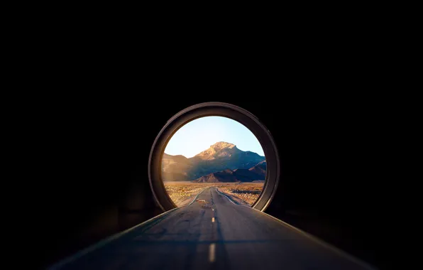 Road, landscape, mountain, camera lens