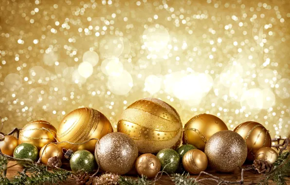 Новый Год, Рождество, golden, christmas, balls, merry christmas, decoration, xmas