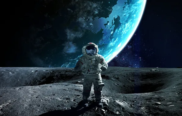 Картинка planet, astronaut, sci fi