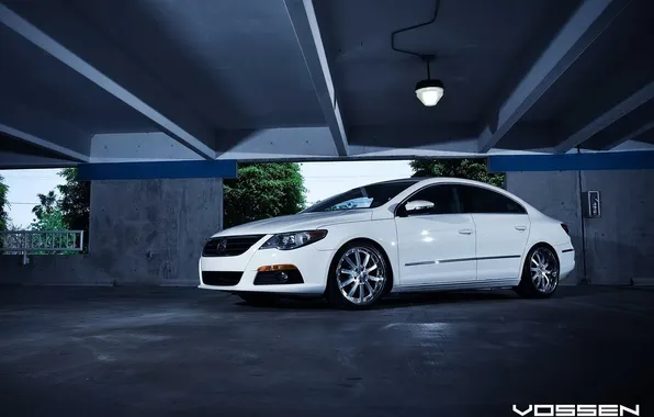 Белый, Volkswagen, стоянка, passat cc