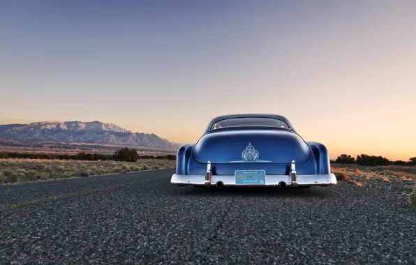 Дорога, небо, горы, Chevrolet, сзади, сумерки, классика, 1951