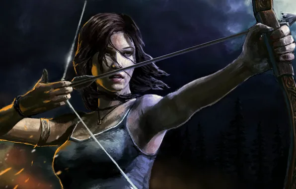 Картинка лук, арт, стрела, Tomb Raider, Лара Крофт, Lara Croft