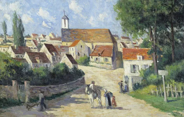 Картина, городской пейзаж, Максимильен Люс, Maximilien Luce, Герн. Деревенская Улица