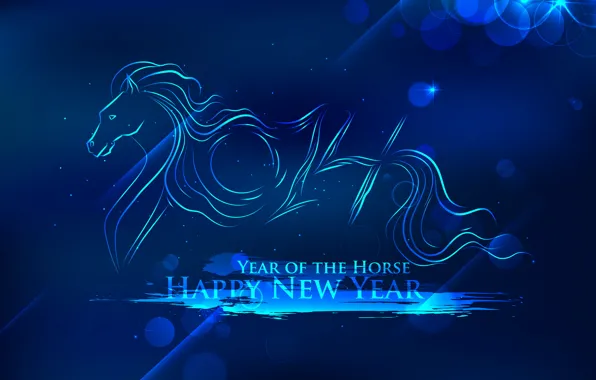 Картинка синий, фон, праздник, Новый год, 2014, год лошади