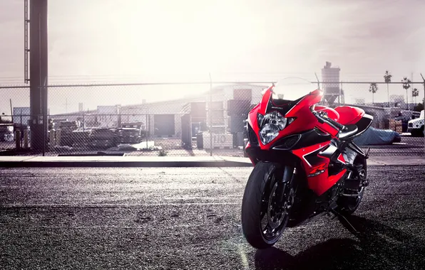 Красный, мотоцикл, red, Suzuki, блик, motorcycle, сузуки, 1000