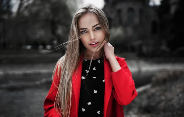 Girl, Red, Model, Beauty, View, Coat, Nice, Mary Jane