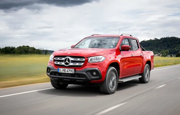 Картинка красный, Mercedes-Benz, шоссе, пикап, 2018, X-Class