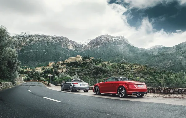 Audi, Roadster, Red, Cars, Quattro, Spain, Silver, Rear
